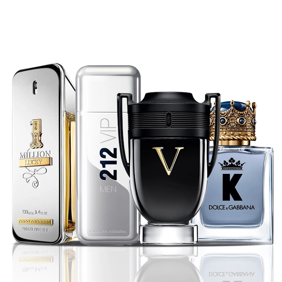 Zestaw 4 Perfum | 1 Million Lucky + 212 VIP Men + Invictus Victory + Dolce & Gabbana K [100 ml każdy]